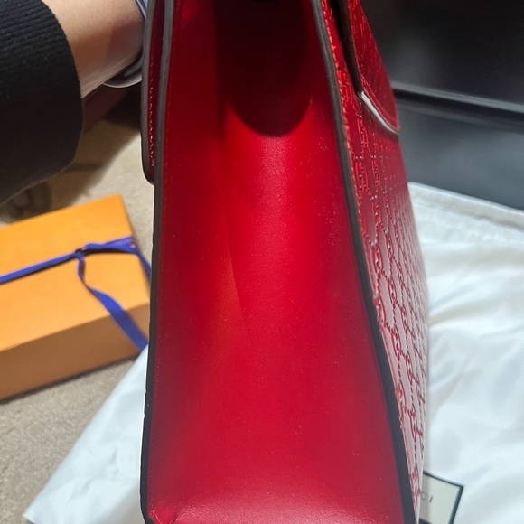 Guccissima Signature Medium Padlock Top Handle Bag Hibiscus Red. BRAND NEW - Picture 5 of 12